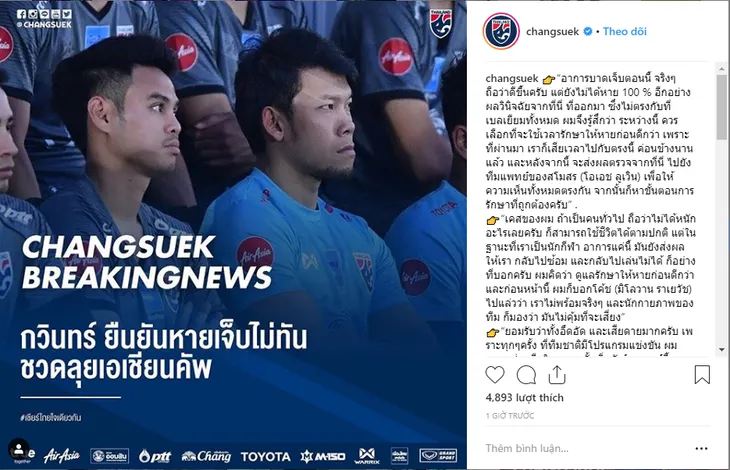 ĐT Thái Lan chính thức mất thủ thành số 1 ở Asian Cup 2019 - Ảnh 1. ĐT Thái Lan chính thức mất thủ thành số 1 ở Asian Cup 2019 - Ảnh 1.