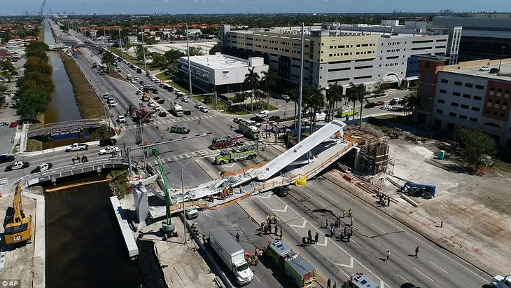 Cận cảnh hiện trường sập cầu tại Miami khiến nhiều người thương vong - Ảnh 8.