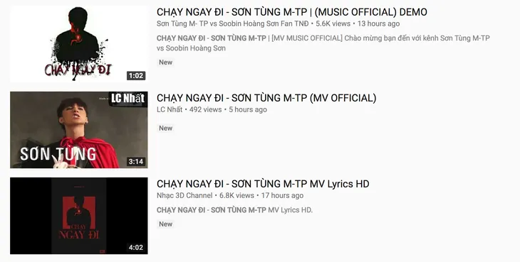 Sức hút của Sơn Tùng M-TP: Chưa ra MV chính thức nhưng đã ngập tràn hàng nghìn MV giả mạo - Ảnh 3. Sức hút của Sơn Tùng M-TP: Chưa ra MV chính thức nhưng đã ngập tràn hàng nghìn MV giả mạo - Ảnh 3.