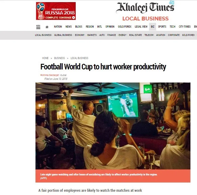 World Cup 2018 và nỗi lo năng suất lao động giảm - Ảnh 1. World Cup 2018 và nỗi lo năng suất lao động giảm - Ảnh 1.