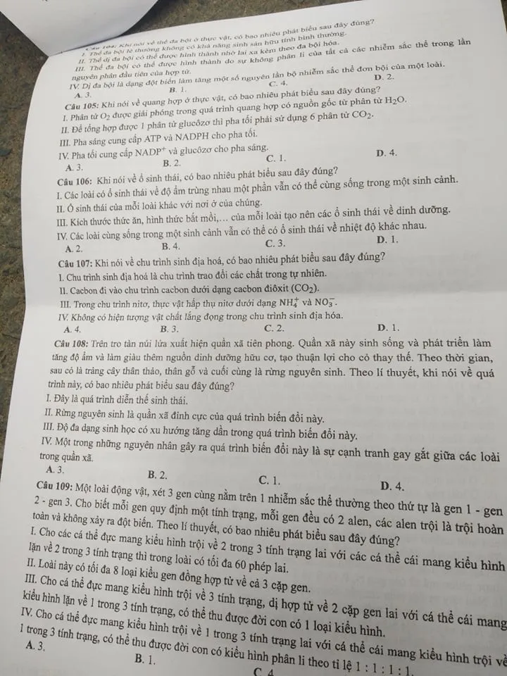 Kỳ thi THPT quốc gia 2018: Đề thi Khoa học tự nhiên “khó nhằn” đối với nhiều thí sinh - Ảnh 3. Kỳ thi THPT quốc gia 2018: Đề thi Khoa học tự nhiên “khó nhằn” đối với nhiều thí sinh - Ảnh 3.