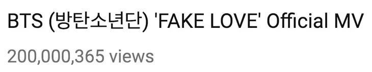 MV Fake Love của BTS cán mốc 200 triệu lượt xem - Ảnh 1. MV Fake Love của BTS cán mốc 200 triệu lượt xem - Ảnh 1.