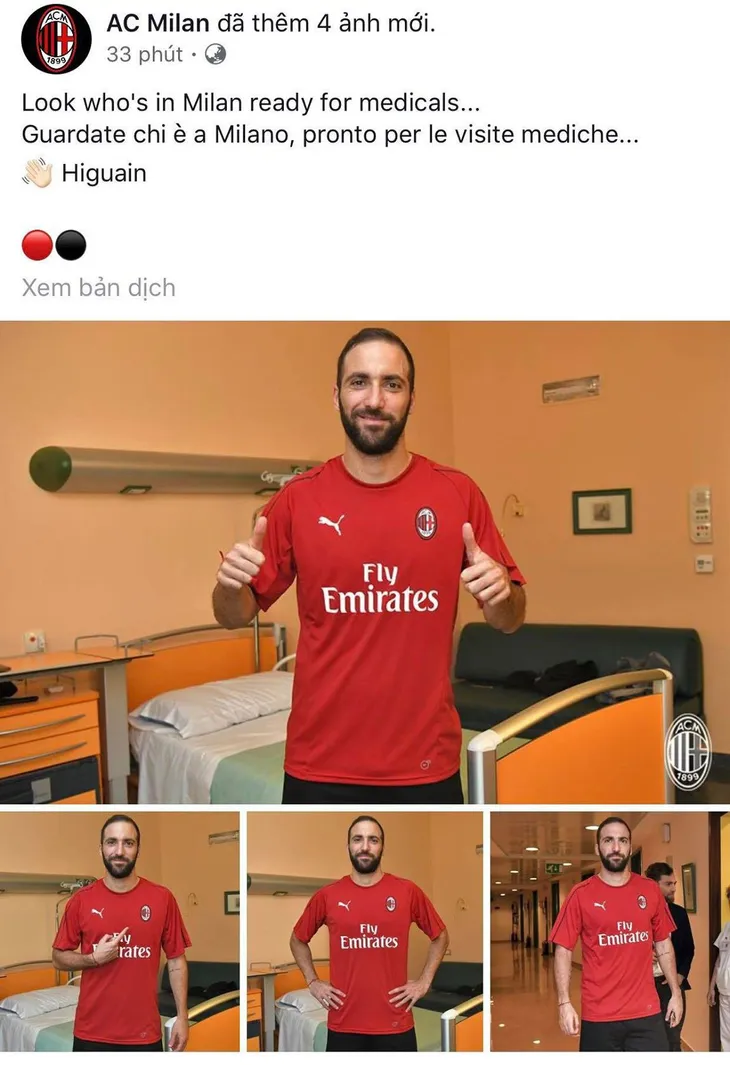 CHÍNH THỨC: AC Milan chiêu mộ thành công Higuain - Ảnh 1. CHÍNH THỨC: AC Milan chiêu mộ thành công Higuain - Ảnh 1.