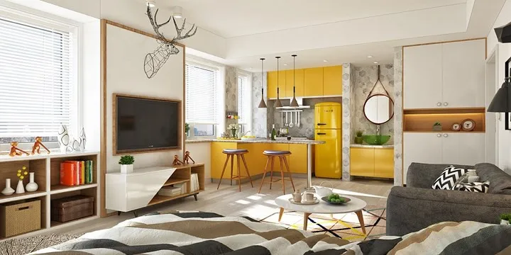 Vẻ đẹp của căn hộ dùng màu vàng làm điểm nhấn - Ảnh 1. Vẻ đẹp của căn hộ dùng màu vàng làm điểm nhấn - Ảnh 1.