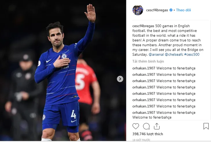 Fabregas gửi thông điệp đến các CĐV Chelsea - Ảnh 1. Fabregas gửi thông điệp đến các CĐV Chelsea - Ảnh 1.