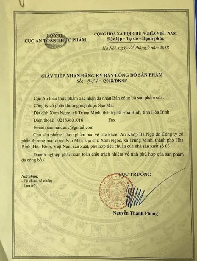 Thực phẩm bảo vệ sức khỏe An Khớp Bà Ngọ được Bộ Y tế cấp phép - Ảnh 3. Thực phẩm bảo vệ sức khỏe An Khớp Bà Ngọ được Bộ Y tế cấp phép - Ảnh 3.