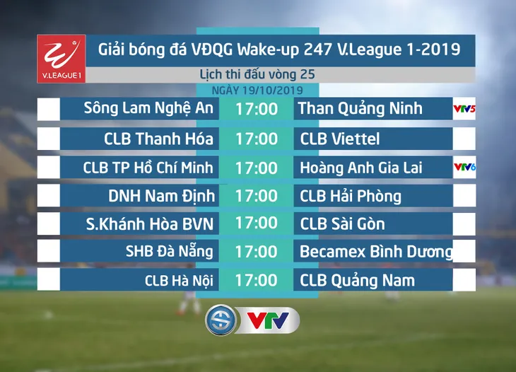 Lịch thi đấu và trực tiếp vòng 25 V.League 2019: Sông Lam Nghệ An - Than Quảng Ninh, CLB TP Hồ Chí Minh - Hoàng Anh Gia Lai - Ảnh 1. Lịch thi đấu và trực tiếp vòng 25 V.League 2019: Sông Lam Nghệ An - Than Quảng Ninh, CLB TP Hồ Chí Minh - Hoàng Anh Gia Lai - Ảnh 1.