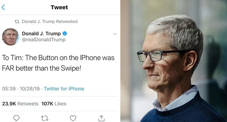 Tổng thống Trump mắng CEO Apple vì bỏ nút Home trên iPhone - Ảnh 1. Tổng thống Trump mắng CEO Apple vì bỏ nút Home trên iPhone - Ảnh 1.