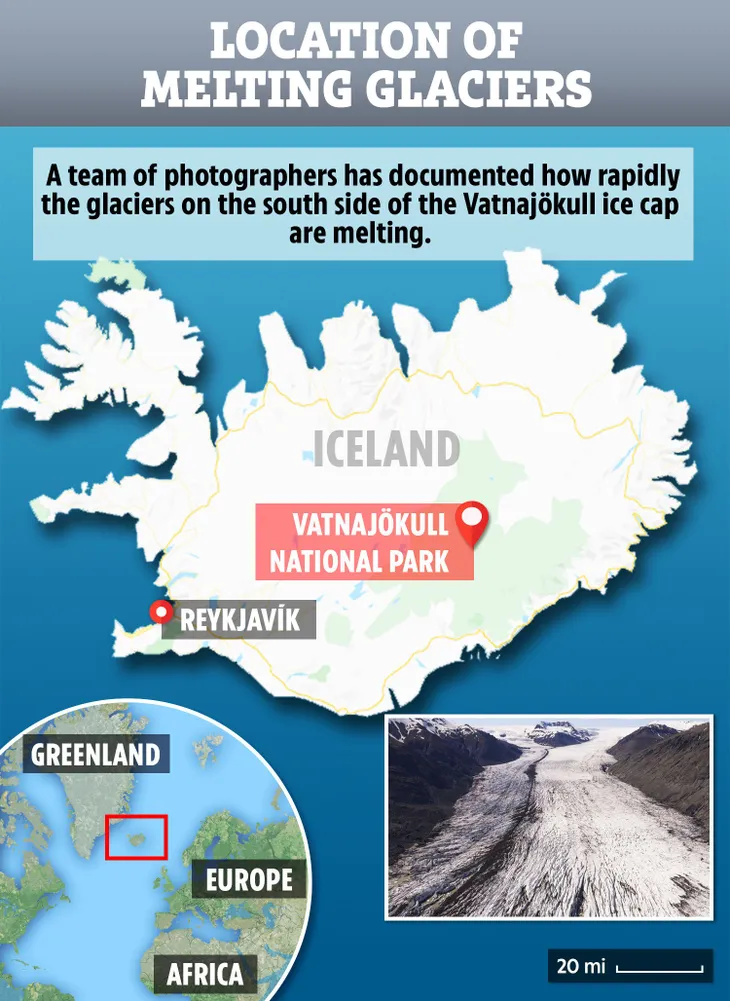 Hình ảnh băng tan đáng báo động ở Iceland sau 40 năm - Ảnh 2. Hình ảnh băng tan đáng báo động ở Iceland sau 40 năm - Ảnh 2.