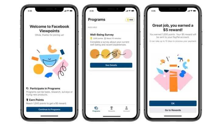 Facebook trả tiền cho người dùng khảo sát trực tuyến - Ảnh 1.