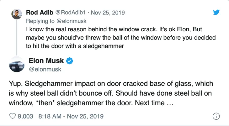 Elon Musk lý giải sự cố vỡ kính trong buổi ra mắt xe bán tải chống đạn Cybertruck - Ảnh 1. Elon Musk lý giải sự cố vỡ kính trong buổi ra mắt xe bán tải chống đạn Cybertruck - Ảnh 1.