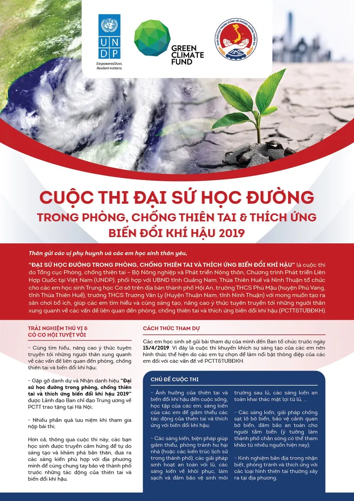 Công bố thể lệ cuộc thi Đại sứ học đường trong phòng, chống thiên tai và thích ứng biến đổi khí hậu - Ảnh 1. Công bố thể lệ cuộc thi Đại sứ học đường trong phòng, chống thiên tai và thích ứng biến đổi khí hậu - Ảnh 1.