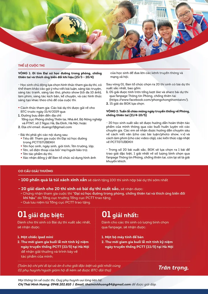 Công bố thể lệ cuộc thi Đại sứ học đường trong phòng, chống thiên tai và thích ứng biến đổi khí hậu - Ảnh 3. Công bố thể lệ cuộc thi Đại sứ học đường trong phòng, chống thiên tai và thích ứng biến đổi khí hậu - Ảnh 3.