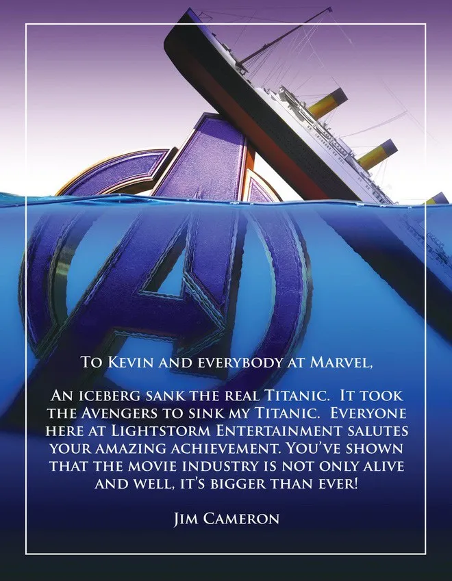 Không cay cú, đạo diễn “Titanic” chúc mừng chiến thắng của “Avengers: Endgame” - Ảnh 1. Không cay cú, đạo diễn “Titanic” chúc mừng chiến thắng của “Avengers: Endgame” - Ảnh 1.