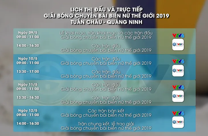 Đài Truyền hình Việt Nam tường thuật trực tiếp Giải bóng chuyền bãi biển nữ thế giới - Tuần Châu Hạ Long 2019 - Ảnh 1. Đài Truyền hình Việt Nam tường thuật trực tiếp Giải bóng chuyền bãi biển nữ thế giới - Tuần Châu Hạ Long 2019 - Ảnh 1.