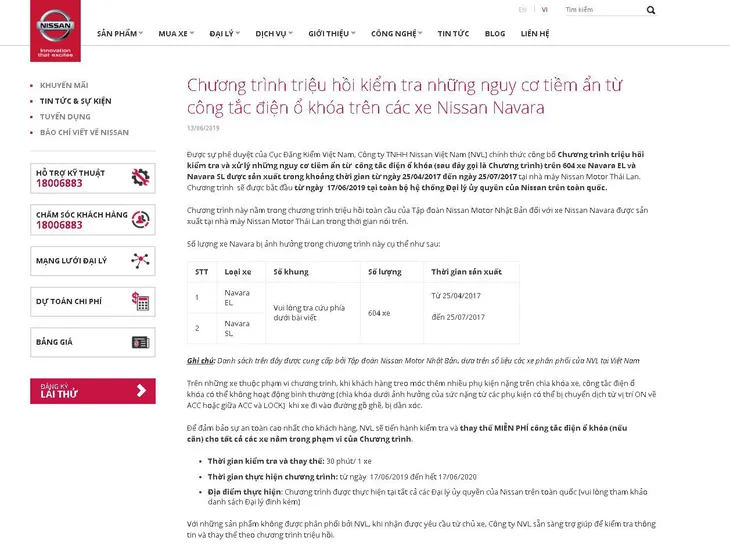 Hôm nay, Nissan bắt đầu triệu hồi hơn 600 xe Navara tại Việt Nam - Ảnh 1. Hôm nay, Nissan bắt đầu triệu hồi hơn 600 xe Navara tại Việt Nam - Ảnh 1.