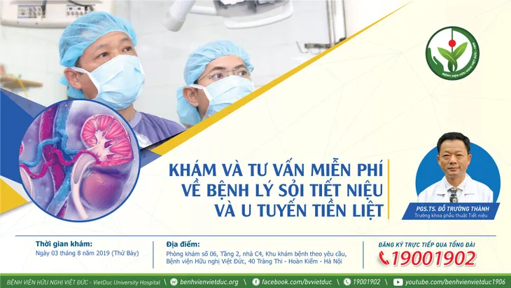 Khám và tư vấn miễn phí bệnh lý sỏi tiết niệu và u tuyến tiền liệt - Ảnh 1. Khám và tư vấn miễn phí bệnh lý sỏi tiết niệu và u tuyến tiền liệt - Ảnh 1.