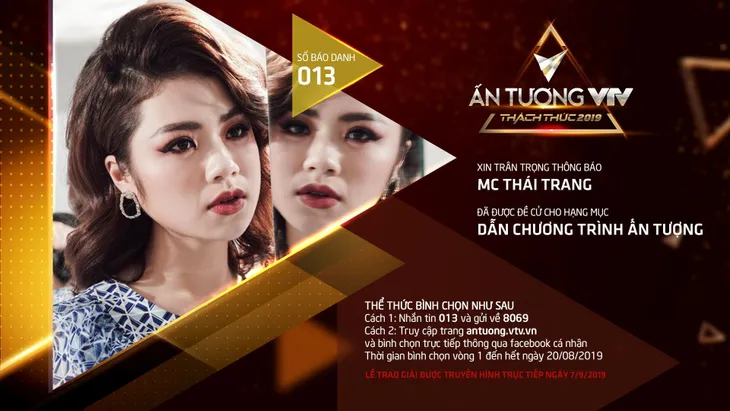 Thái Trang - MC nhỏ tuổi nhất VTV6 lọt đề cử VTV Awards 2019 - Ảnh 1. Thái Trang - MC nhỏ tuổi nhất VTV6 lọt đề cử VTV Awards 2019 - Ảnh 1.