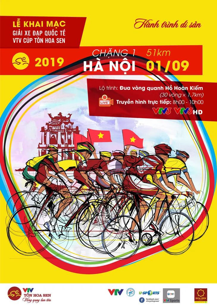 Chặng khai mạc giải Xe đạp quốc tế VTV Cúp Tôn Hoa Sen 2019: Vòng quanh hồ Hoàn Kiếm (08:00 ngày 01/9 trên VTV3) - Ảnh 2. Chặng khai mạc giải Xe đạp quốc tế VTV Cúp Tôn Hoa Sen 2019: Vòng quanh hồ Hoàn Kiếm (08:00 ngày 01/9 trên VTV3) - Ảnh 2.