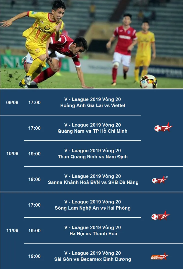 Lịch tường thuật trực tiếp vòng 20 V.League 2019 trên VTVcab - Ảnh 1. Lịch tường thuật trực tiếp vòng 20 V.League 2019 trên VTVcab - Ảnh 1.
