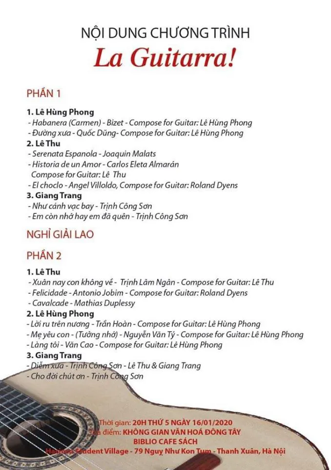 La Guitarra! - Đêm nhạc đặc biệt chào đón năm mới (20h, 16/1) - Ảnh 1. La Guitarra! - Đêm nhạc đặc biệt chào đón năm mới (20h, 16/1) - Ảnh 1.