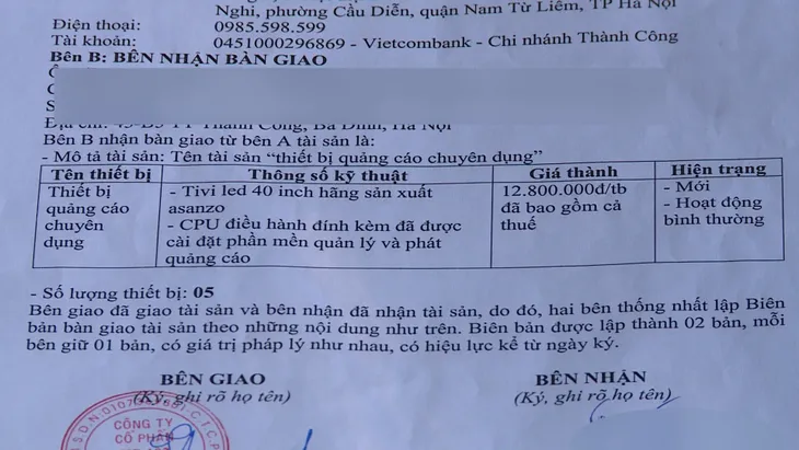 Ủy quyền đầu tư mua thiết bị quảng cáo lấy lãi cao: Người nợ nần, người mất nhà - Ảnh 3. Ủy quyền đầu tư mua thiết bị quảng cáo lấy lãi cao: Người nợ nần, người mất nhà - Ảnh 3.