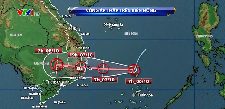 Áp thấp hướng về các tỉnh Nam Trung Bộ và có khả năng mạnh thêm - Ảnh 1. Áp thấp hướng về các tỉnh Nam Trung Bộ và có khả năng mạnh thêm - Ảnh 1.
