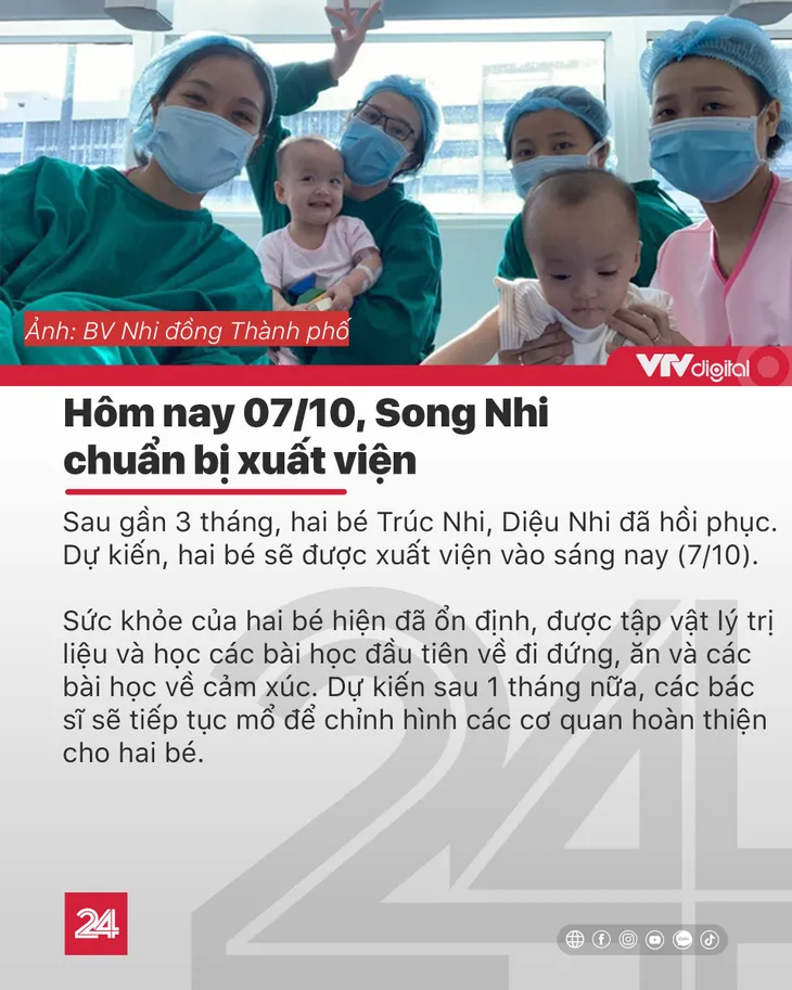 Tin nóng đầu ngày 7/10: Chị em Song Nhi chuẩn bị xuất viện - Ảnh 1.