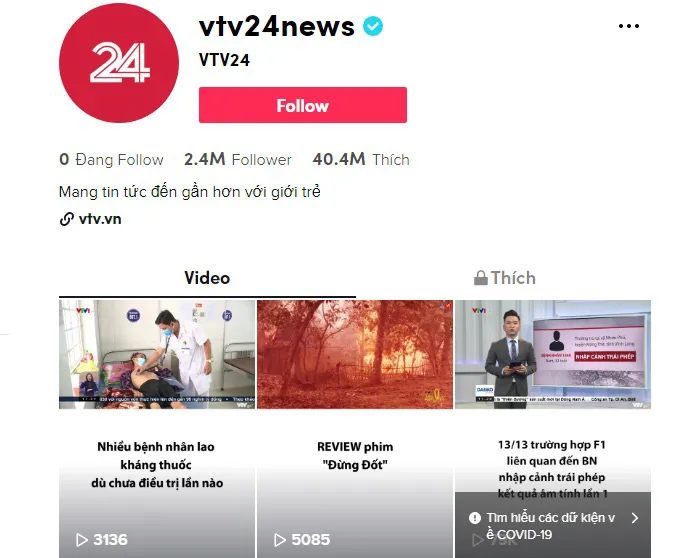 vtv24news được vinh danh Kênh thông tin của năm 2020 trên TikTok - Ảnh 2. vtv24news được vinh danh Kênh thông tin của năm 2020 trên TikTok - Ảnh 2.