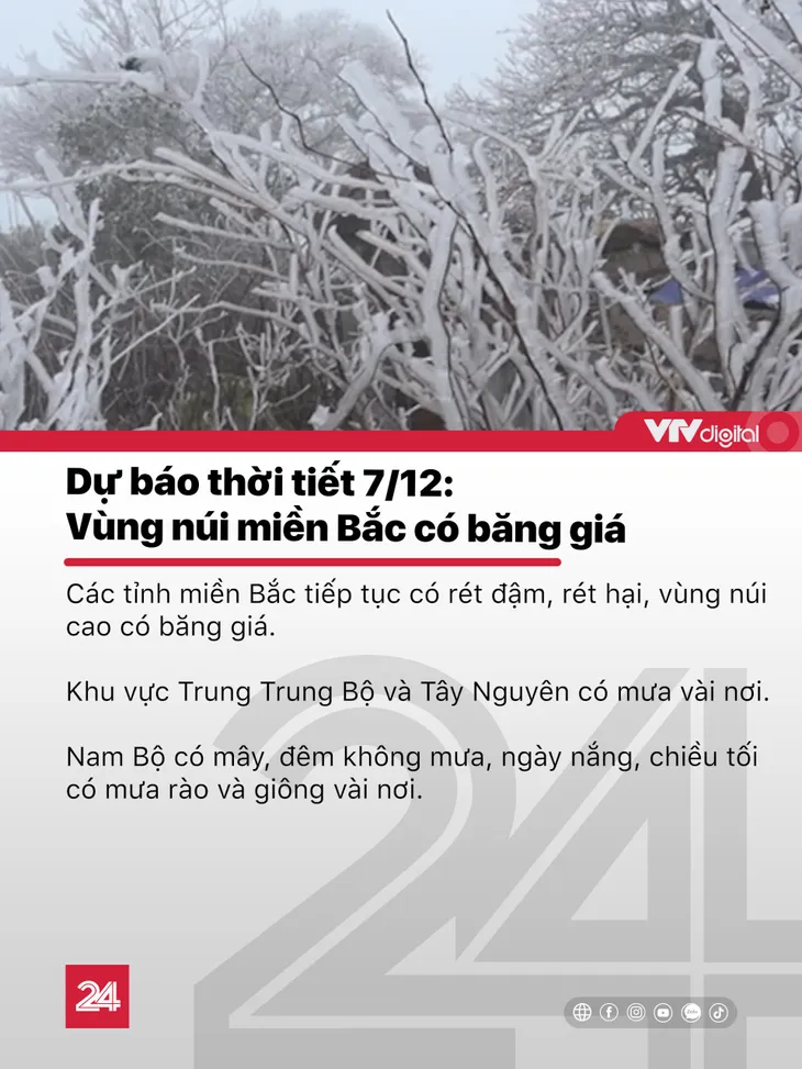 Tin nóng đầu ngày 7/12: Vùng núi miền Bắc có băng giá - Ảnh 1.