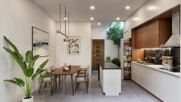 Nhà ống 3 tầng có giếng trời giúp lấy gió và sáng - Ảnh 4. Nhà ống 3 tầng có giếng trời giúp lấy gió và sáng - Ảnh 4.