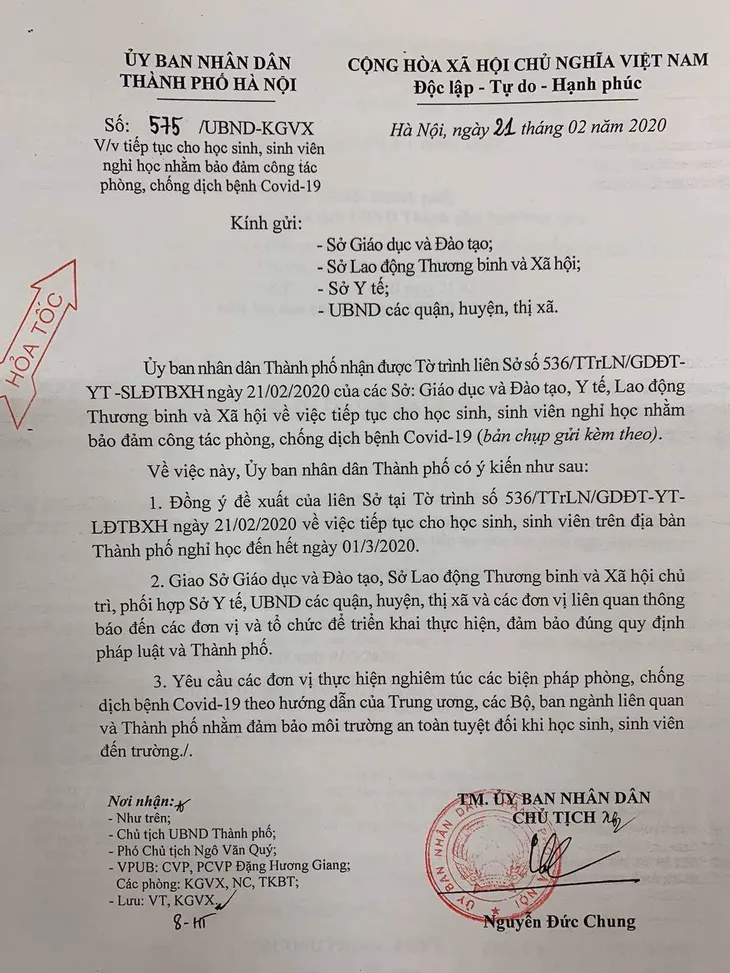 Hà Nội cho học sinh, sinh viên nghỉ học đến hết ngày 1/3 - Ảnh 1. Hà Nội cho học sinh, sinh viên nghỉ học đến hết ngày 1/3 - Ảnh 1.