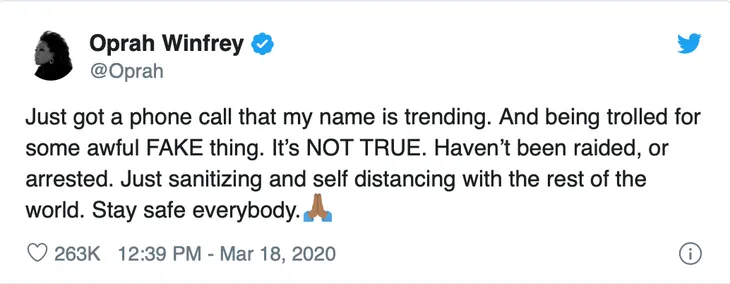 Oprah Winfrey phủ nhận tin đồn bị bắt - Ảnh 1. Oprah Winfrey phủ nhận tin đồn bị bắt - Ảnh 1.