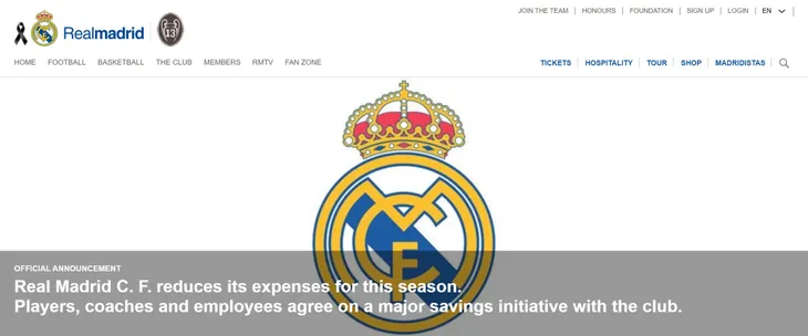 Real Madrid thông báo giảm lương cầu thủ lên tới 20% - Ảnh 1. Real Madrid thông báo giảm lương cầu thủ lên tới 20% - Ảnh 1.