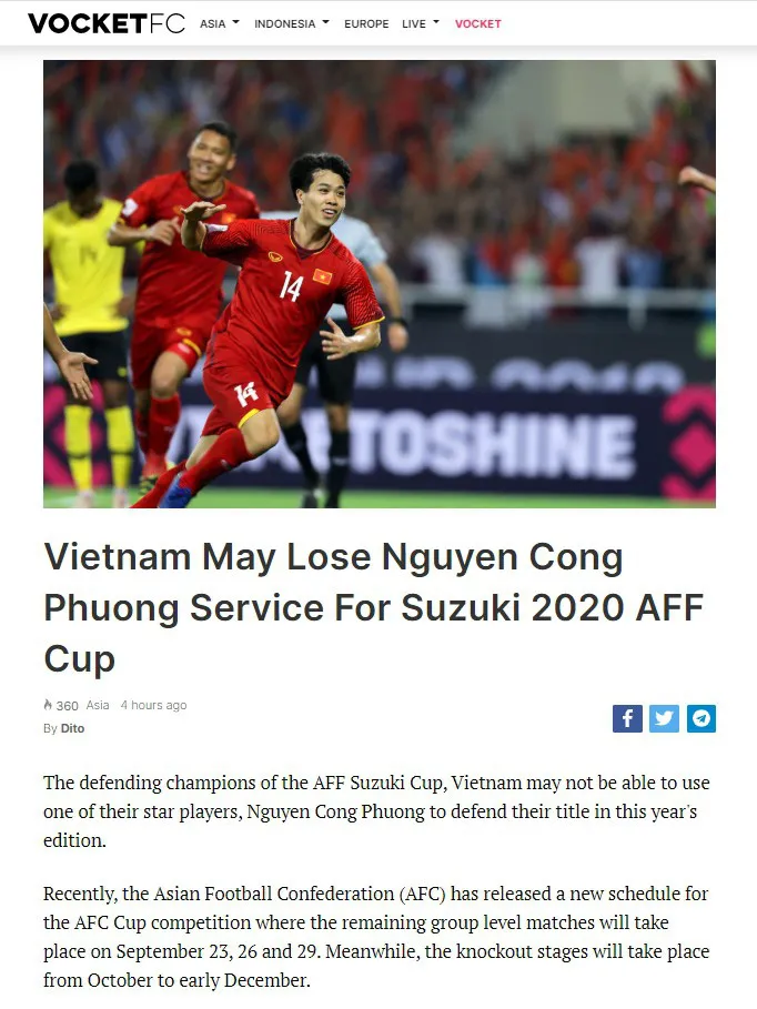 ĐT Việt Nam có thể thiếu vắng Công Phượng ở AFF Cup 2020 - Ảnh 1. ĐT Việt Nam có thể thiếu vắng Công Phượng ở AFF Cup 2020 - Ảnh 1.