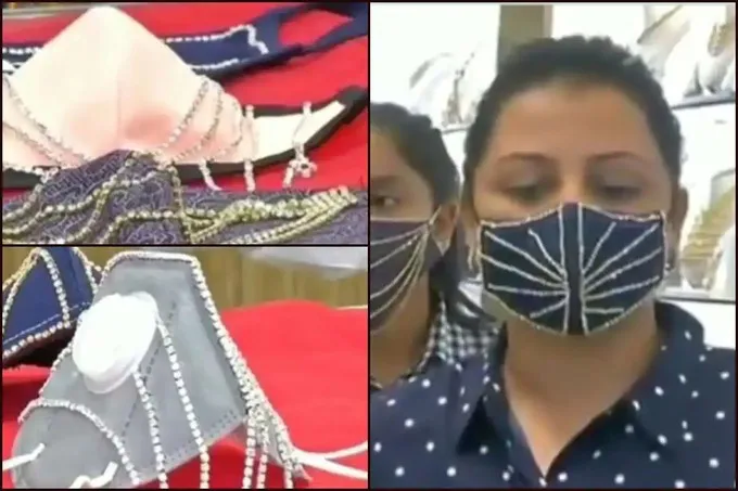 “Nở rộ” khẩu trang đính kim cương, vàng tại Ấn Độ - Ảnh 1. “Nở rộ” khẩu trang đính kim cương, vàng tại Ấn Độ - Ảnh 1.