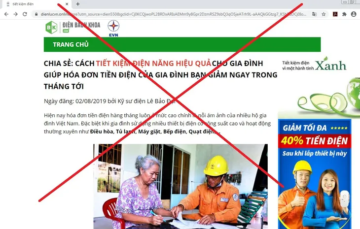 Giả mạo thương hiệu của EVN để quảng cáo, bán hàng - Ảnh 2. Giả mạo thương hiệu của EVN để quảng cáo, bán hàng - Ảnh 2.