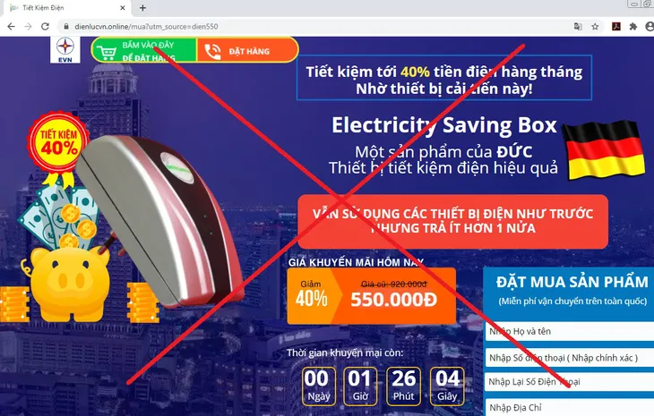 Giả mạo thương hiệu của EVN để quảng cáo, bán hàng - Ảnh 1. Giả mạo thương hiệu của EVN để quảng cáo, bán hàng - Ảnh 1.