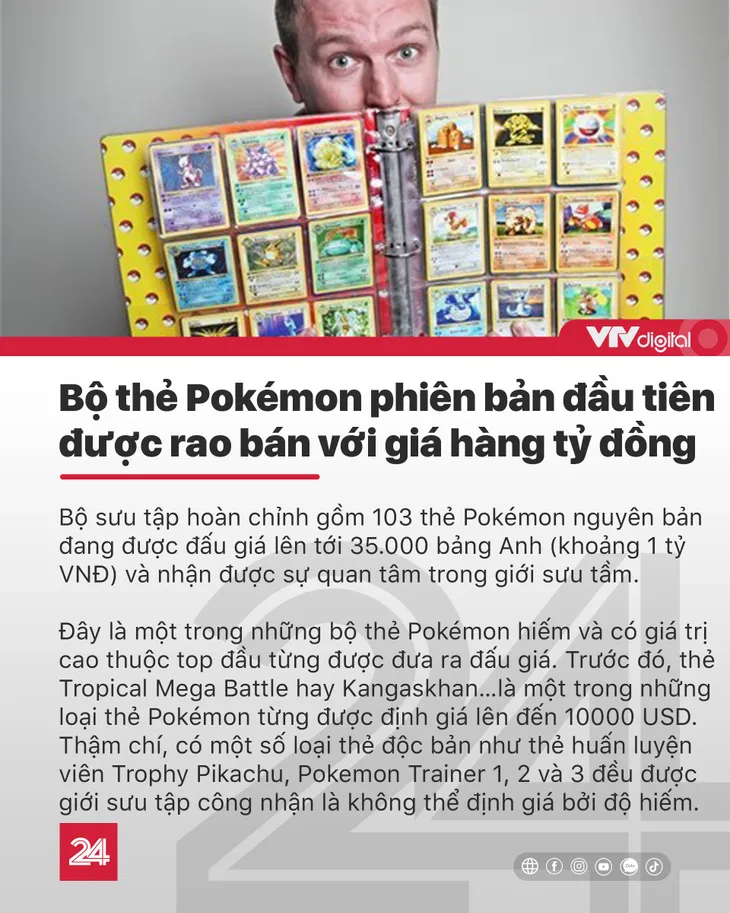 Tin nóng đầu ngày 23/7: Bộ thẻ Pokémon phiên bản đầu tiên được rao bán với giá hàng tỷ đồng - Ảnh 1.