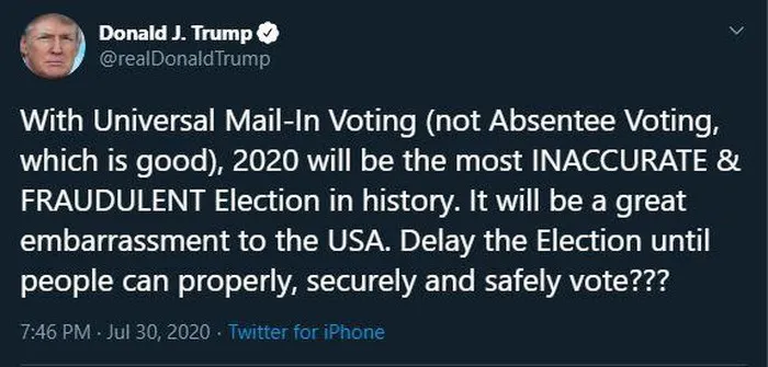 Đề xuất hoãn cuộc bầu cử Mỹ, Tổng thống Donald Trump bị phản đối kịch liệt - Ảnh 1. Đề xuất hoãn cuộc bầu cử Mỹ, Tổng thống Donald Trump bị phản đối kịch liệt - Ảnh 1.