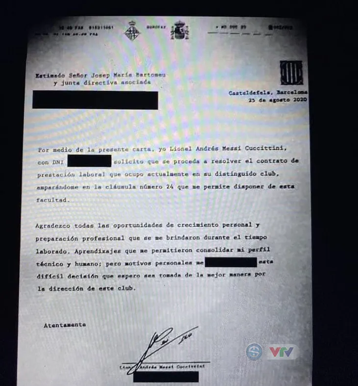 NÓNG: Lộ diện bản fax Messi gửi cho Barcelona - Ảnh 1. NÓNG: Lộ diện bản fax Messi gửi cho Barcelona - Ảnh 1.