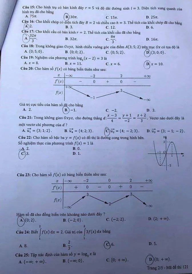 Đề Toán chính thức Kỳ thi tốt nghiệp THPT 2020 đợt 1 - Ảnh 2. Đề Toán chính thức Kỳ thi tốt nghiệp THPT 2020 đợt 1 - Ảnh 2.