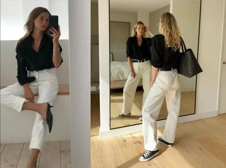 Muôn kiểu biến hóa thời trang chỉ với quần jeans trắng - Ảnh 8. Muôn kiểu biến hóa thời trang chỉ với quần jeans trắng - Ảnh 8.