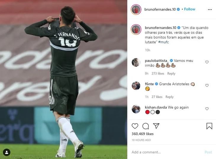 Bruno Fernandes thể hiện tinh thần rực lửa sau trận hòa Liverpool - Ảnh 1. Bruno Fernandes thể hiện tinh thần rực lửa sau trận hòa Liverpool - Ảnh 1.