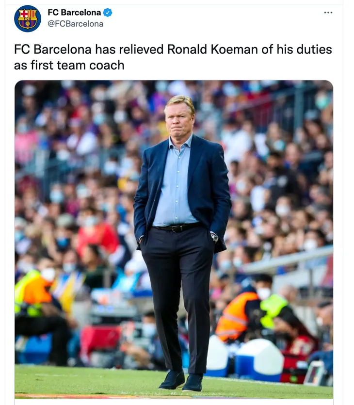 Barcelona sa thải HLV Ronald Koeman - Ảnh 1. Barcelona sa thải HLV Ronald Koeman - Ảnh 1.