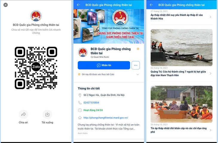 Cập nhật tin mưa lũ, phổ biến cách ứng phó thiên tai đến người dân qua Zalo - Ảnh 2. Cập nhật tin mưa lũ, phổ biến cách ứng phó thiên tai đến người dân qua Zalo - Ảnh 2.
