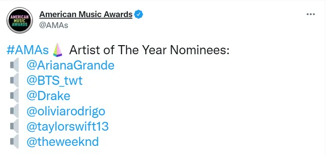 BTS nhận 3 đề cử tại American Music Awards, bao gồm Nghệ sĩ của năm - Ảnh 1. BTS nhận 3 đề cử tại American Music Awards, bao gồm Nghệ sĩ của năm - Ảnh 1.