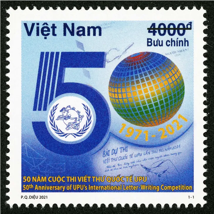 Phát hành bộ tem kỷ niệm 50 năm Cuộc thi viết thư quốc tế UPU - Ảnh 1. Phát hành bộ tem kỷ niệm 50 năm Cuộc thi viết thư quốc tế UPU - Ảnh 1.