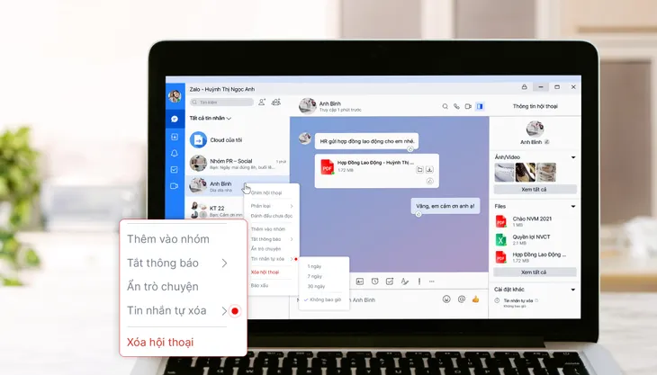 Zalo cập nhật tin nhắn tự xóa trên cả máy tính và điện thoại - Ảnh 1. Zalo cập nhật tin nhắn tự xóa trên cả máy tính và điện thoại - Ảnh 1.