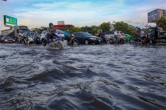 Cần Thơ: Triều cường chưa đạt đỉnh, nhiều tuyến đường đã ngập như sông - Ảnh 7. Cần Thơ: Triều cường chưa đạt đỉnh, nhiều tuyến đường đã ngập như sông - Ảnh 7.